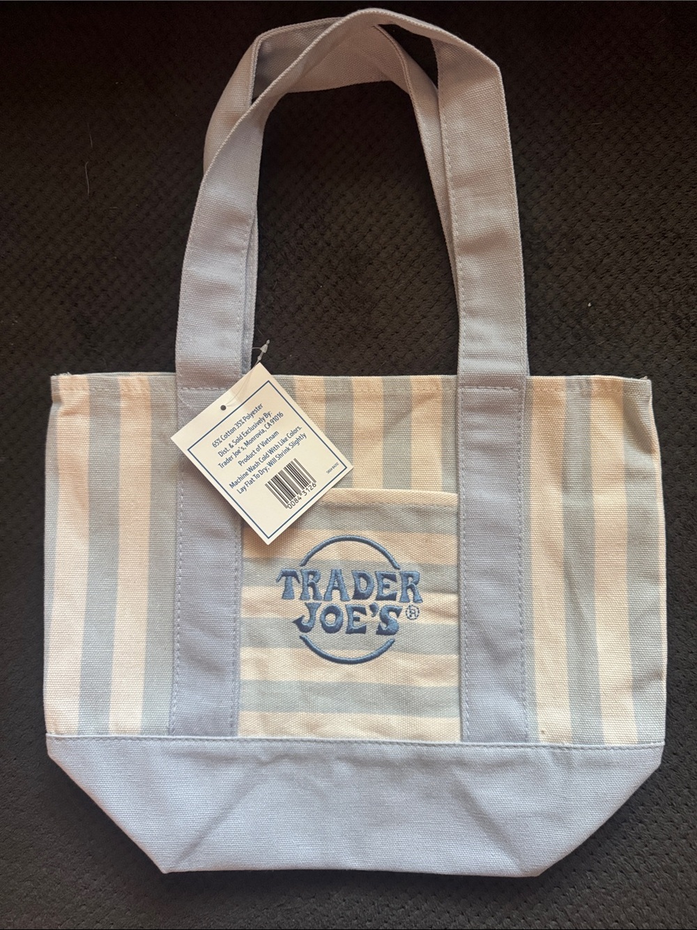 Trader Joe’s Blue & White Striped Canvas Tote Bag